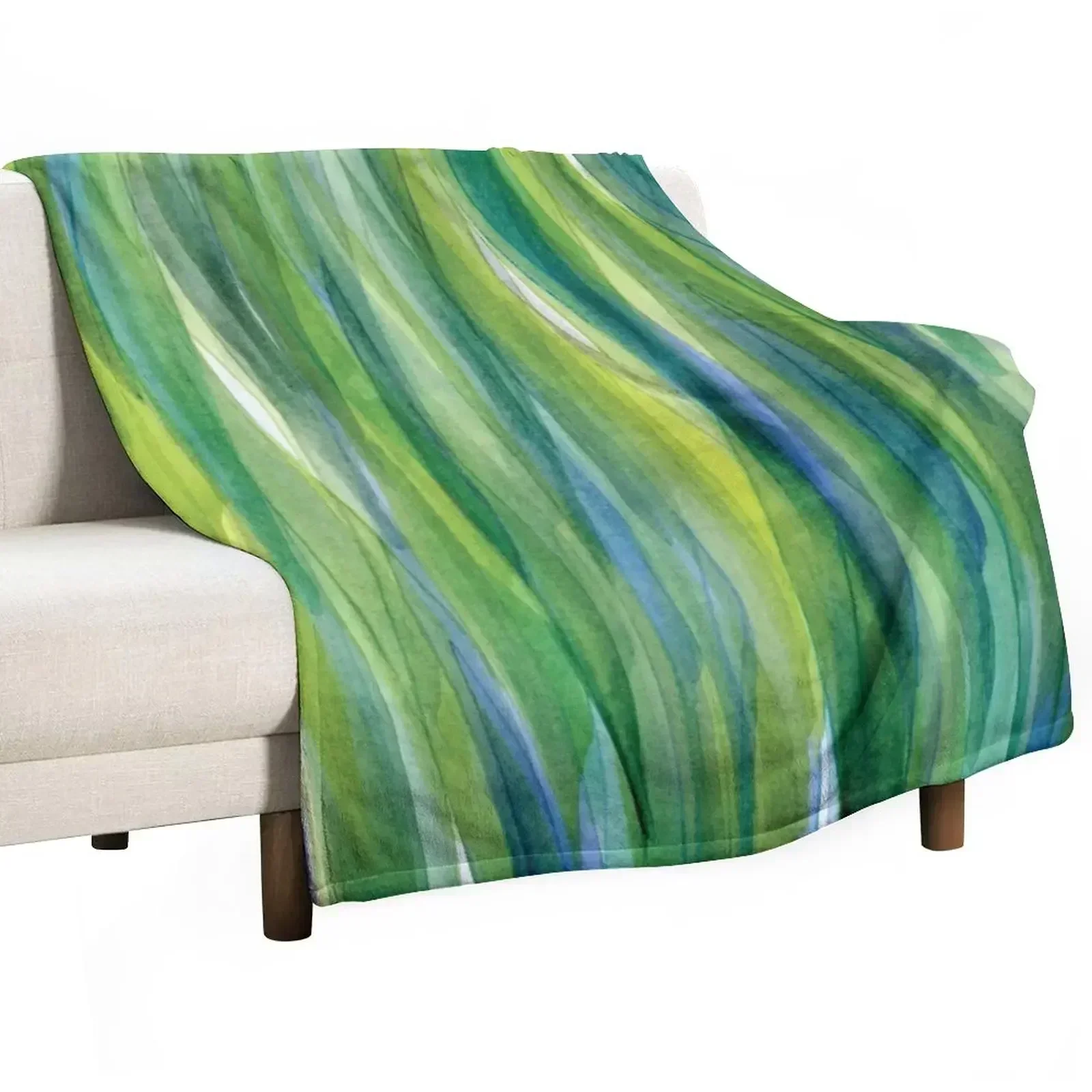 Green Blue Sea Glass Throw Blanket Sleeping Bag Plaid on the sofa Blankets