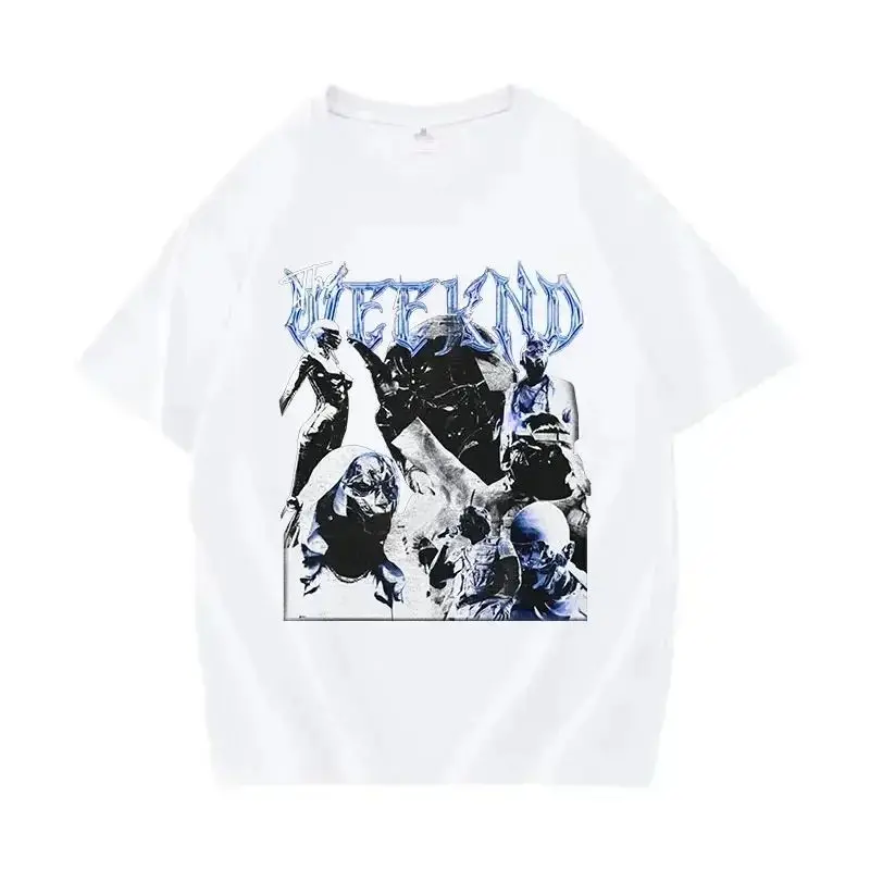 2024 New Singer The Weeknd Retro Graphic Shirt Women Hip-hop Gothic Short-sleeved T-shirt Women's 100% Cotton Oversized T-shirt