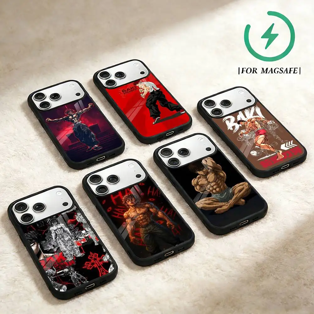 

Anime B-Baki H-hanma Phone Case For iPhone 17 16 15 14 13 12 Pro Max Plus for Magsafe Mirror Wireless Magnetic Cover