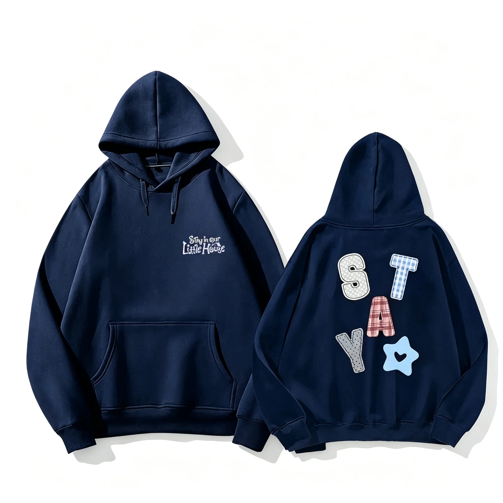 Kapuzenpullover BLEIBEN in unserem kleinen Haus, Kapuzenpullover mit Reißverschluss, Kpop-Mode, Star-Design, Sweatshirt mit gleichen Buchstaben, hochwertige Baumwolle, dickes T-Shirt. – Detail 11