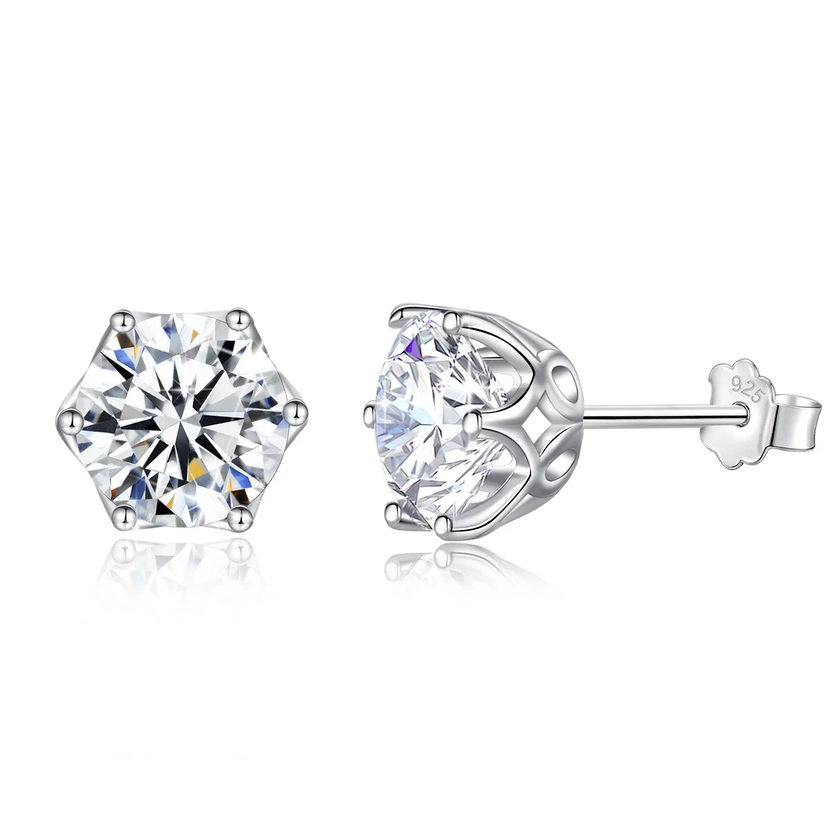 

Elegant Crown Design 0.3ct-2ct Round Moissanite Stud Earrings 925 Sterling Silver Daily Party Bridal Jewelry Gift for Women Men