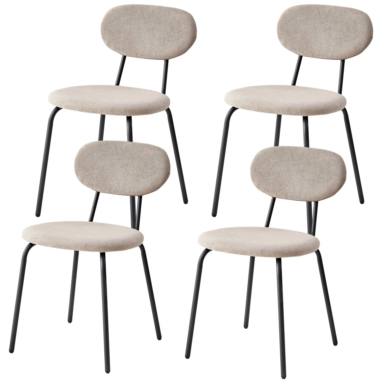 Set aus 4/6 nordischen Esszimmerstühlen mit Eisenbeinen, gepolstert, schlicht, hochwertig, stapelbar für Wohnzimmer/Wartezimmer/Bar/Restaurant