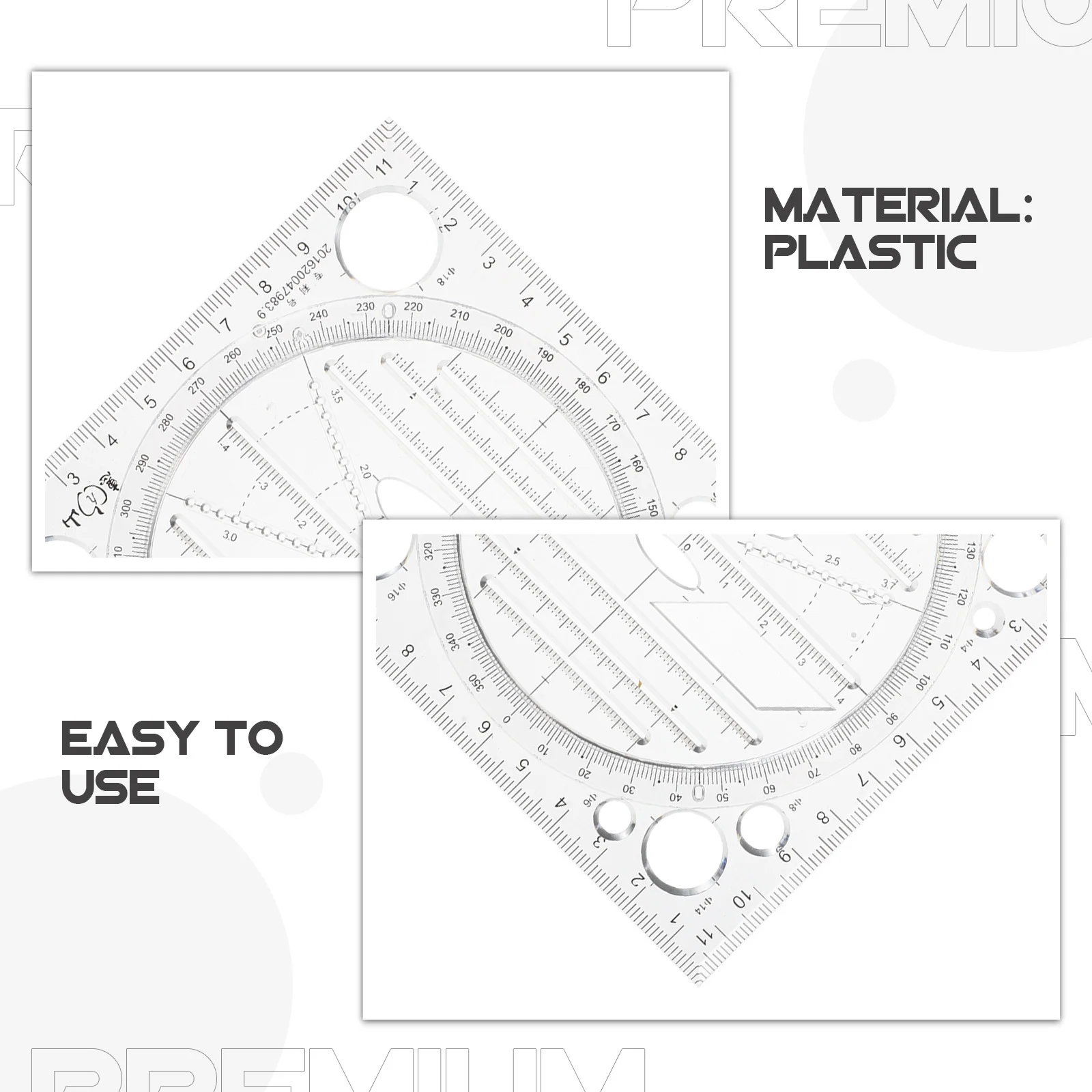 Drawing Ruler Plastic Multifunctional Geometric Template Precision Measurement Tool For Students Engineers School Office