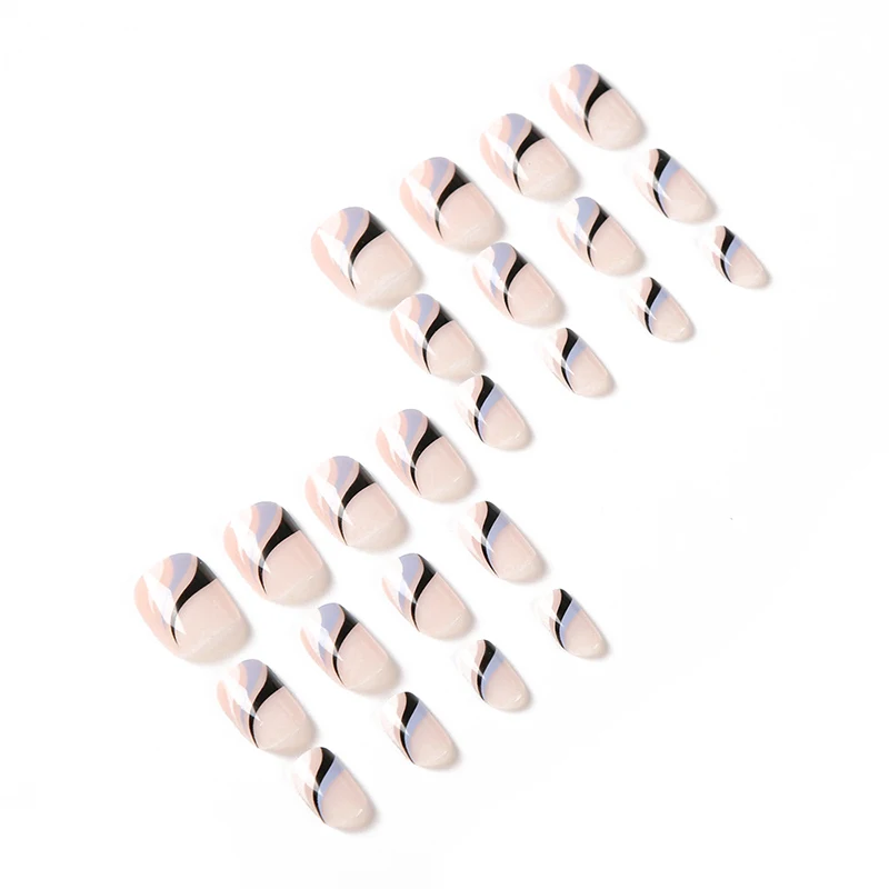 24 ชิ้น/กล่องภาษาฝรั่งเศสคําลายเล็บ Jelly กาวสไตล์ Reusable บุคลิกภาพเล็บ Fast Wearable เล็บปลอม