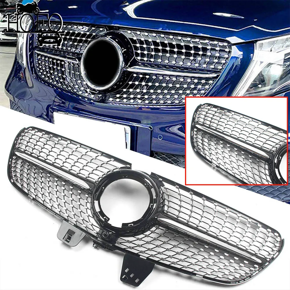 

For Mercedes-Benz V Class W447 V220 V250 V260 V300 2021 2022 2023 Car Front Bumper Grille Diamond Style Body Kit