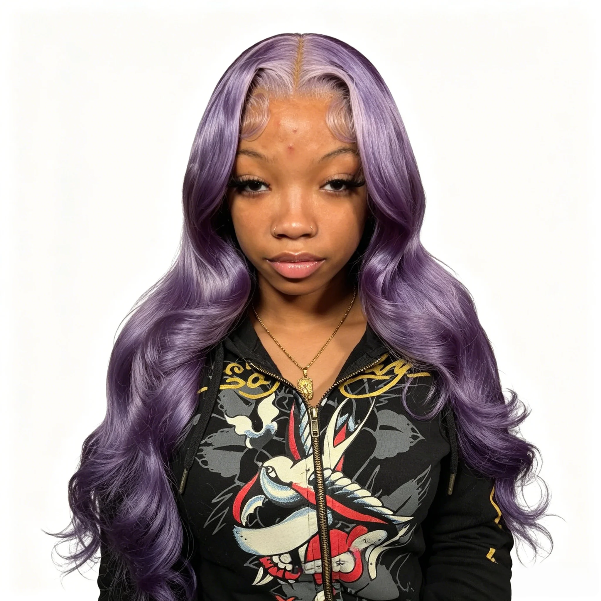 13x6 Ash Purple Body Wave Human Hair Wigs Pre Plucked 250% Density Transparent Colored 13x4 Lace Frontal Wig Wigs For Women