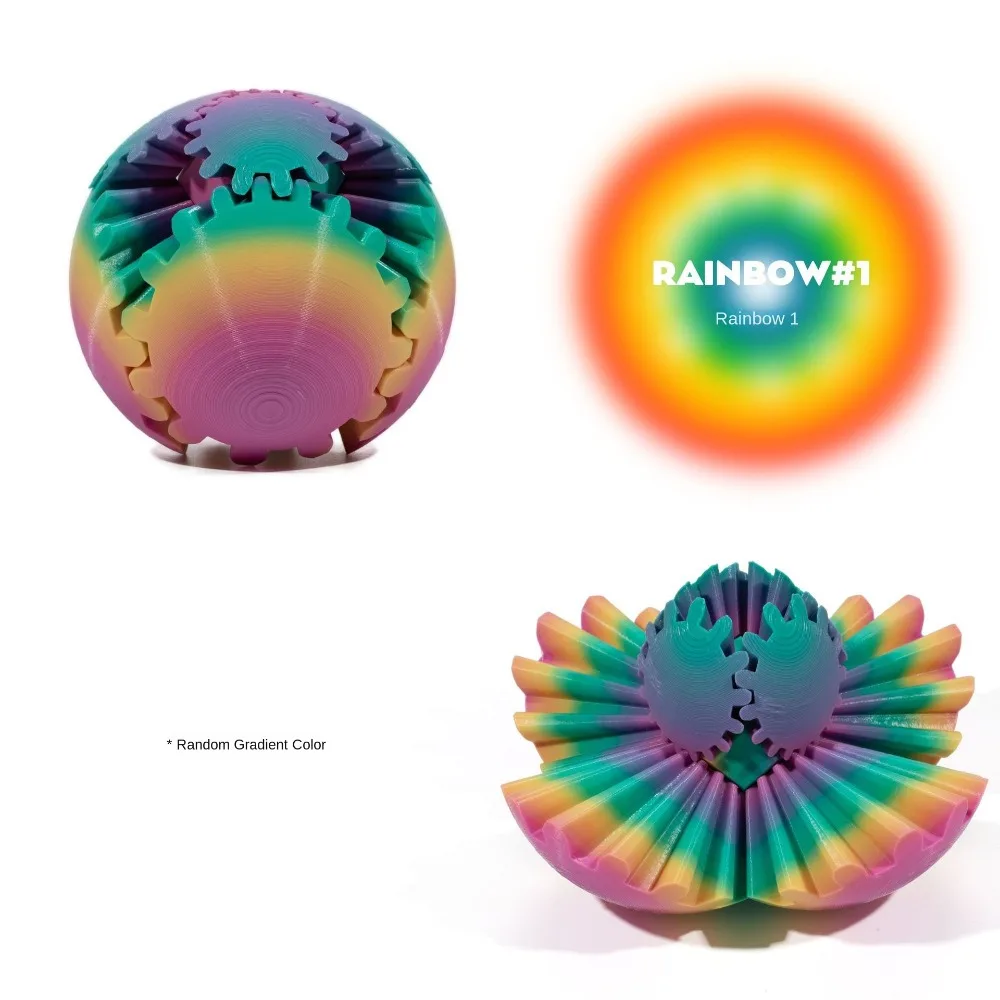 Jouet pour enfants, boule d'engrenage 3D accrocheuse, sphère d'engrenage relaxante, boule d'engrenage imprimée en 3D, jouet de bureau à déformation légère et colorée