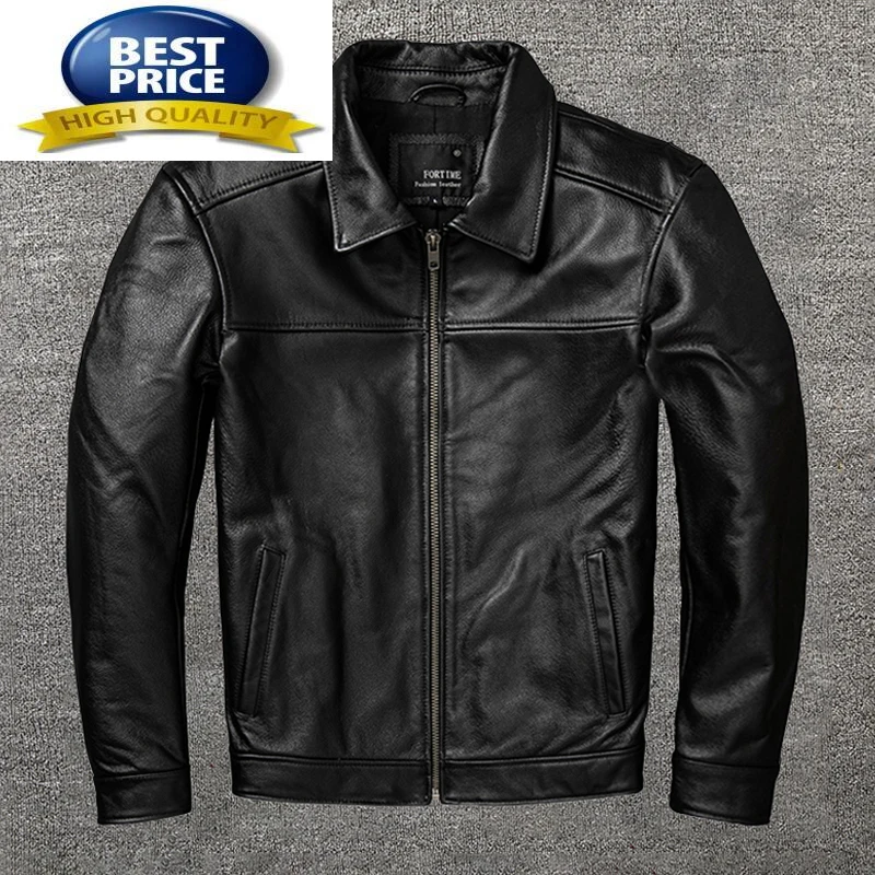 Jacket Men Leather 100% Genuine Real Sheepskin Black Male Business Casual Man's Coat Autumn Spring Cloth Chaquetas Hombre