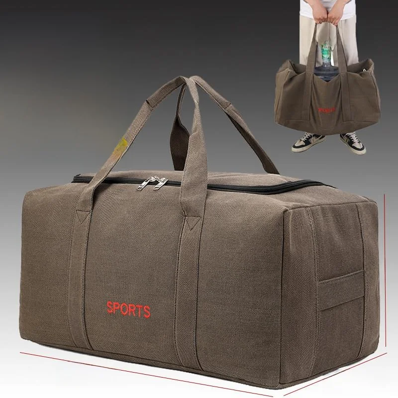 

Thickened Wear-Resistant Canvas Storage Bag Handbag Moving Large Capacity Travel Clothes Luggage Bag Retro Style Foldable Unisex