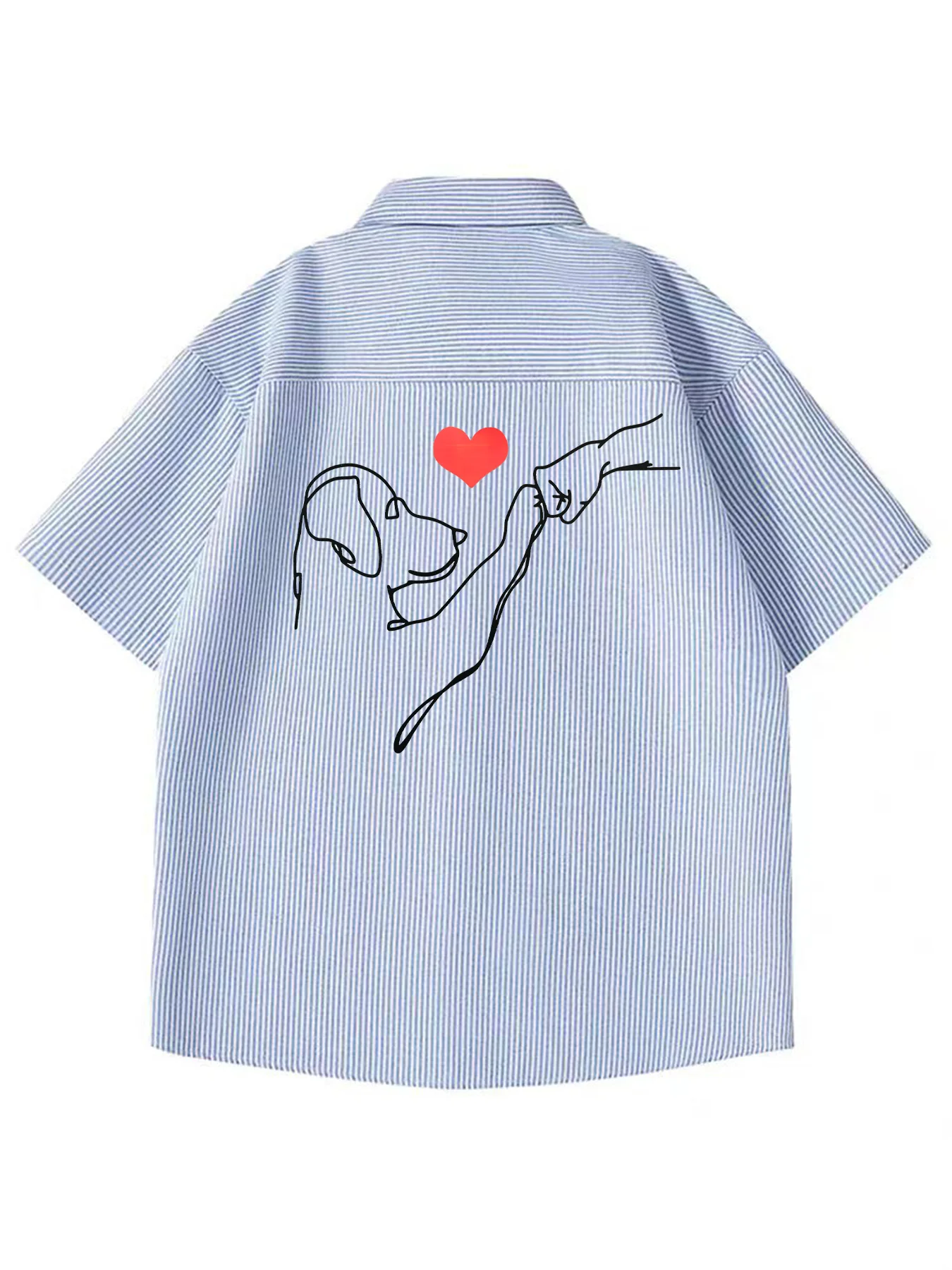 

Summer New Trendy Men's Casual Versatile Simple Cartoon Puppy and Heart Style Casual Versatile Shirt