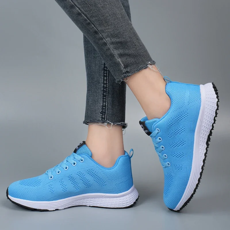 Women's Casual Shoes Summer Mesh Breathable Outdoor Platform Sneakers Lace Up Fashion Sports Walking Running Shoes for Women