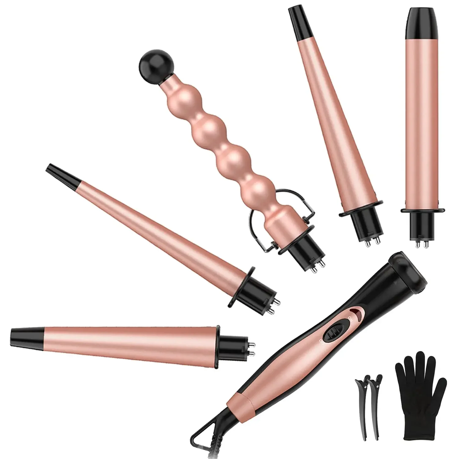 

Versatile 5 in 1 Curling Iron Set - Interchangeable Curling Wand with Multiple Barrels for a Variety of Hairstyles, 0.35\u201D-1