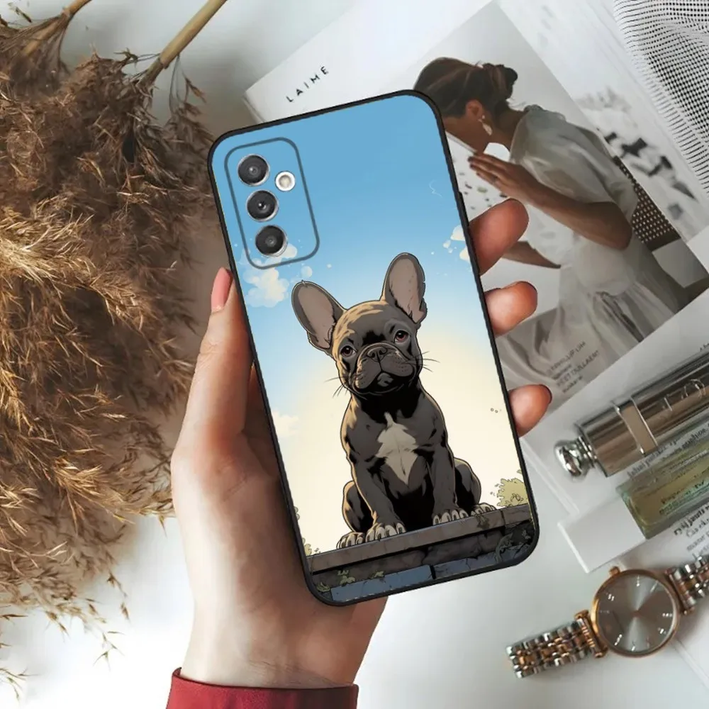 French Bulldog Phone Case For Samsung S24,23,22,30,21,10,9,Ultra,Plus,Lite,FE,5G Black Soft Case