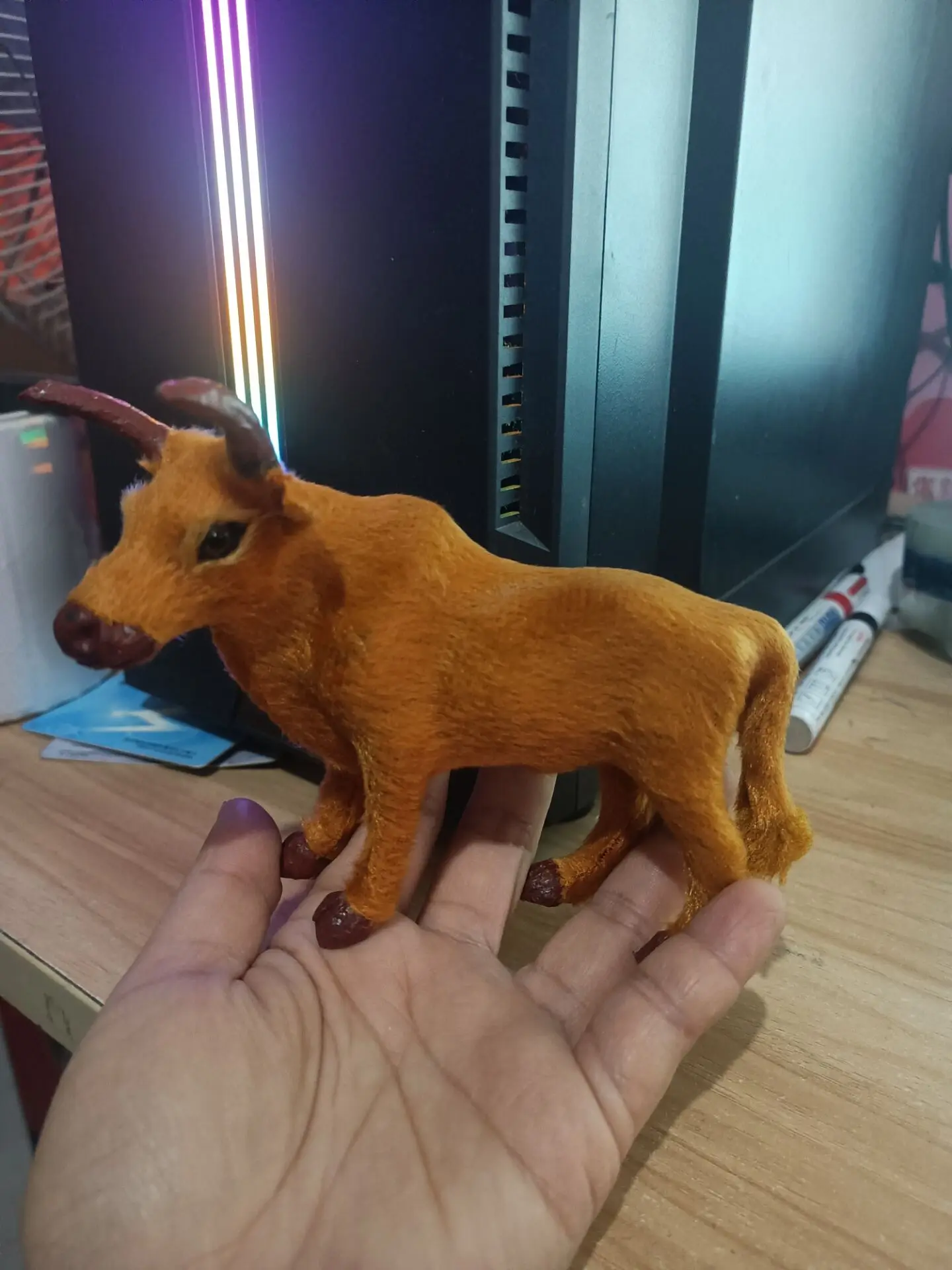 Small Yellow Cattle Model Handicraft - Polyethylene & Furs Home Decoration 13cm Approximate Size Ideal A3020 Gift