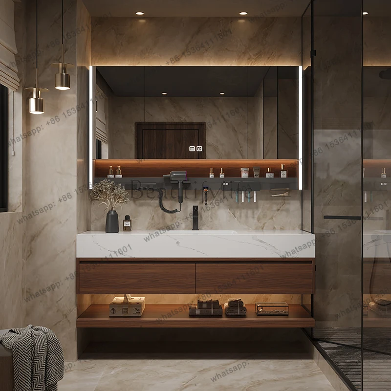 Bathroom Cabinet Small Mirror Space Saver Paper Skincare Bathroom Cabinet Wooden Gabinete Muebles Hotel Furniture