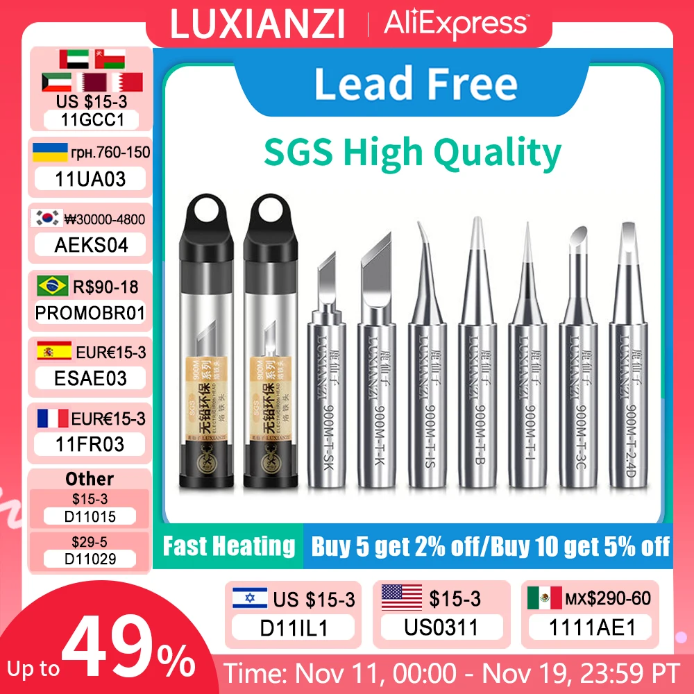 LUXIANZI Lead Free 900M Soldering Iron Tip For Electric Solderi Iron BGA Welding Tip SGS High Quality Rework Station solder Head