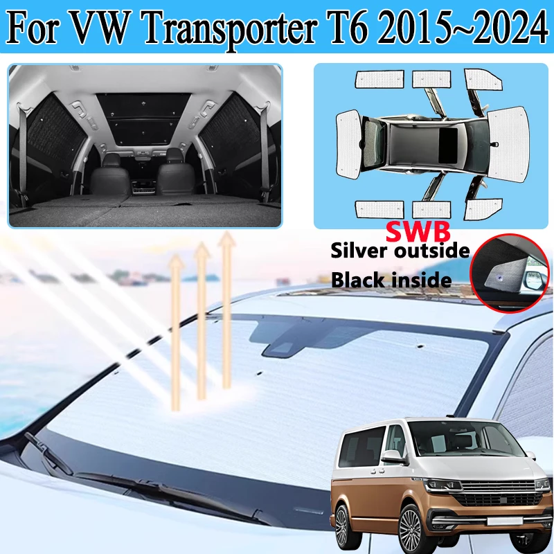 

Автомобильные солнцезащитные козырьки для Volkswagen VW Transporter T6 SWB 2015 ~ 2024 аксессуары T6.1 анти-УФ оконный козырек солнцезащитные шторы крышка часть кемпера