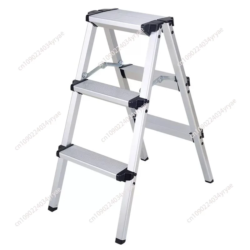 Folding 3-Step Household Ladder Telescopic Aluminum Alloy Adjustable Stair Anti-Slip