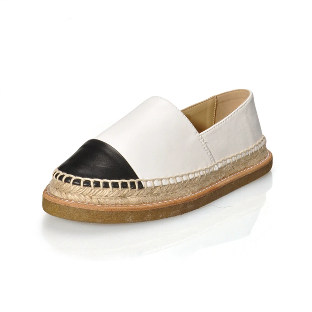 Genuine Leather Top Quality Women's Fisherman Shoes Lightweight Espadrilles Comfort Flats Slip-on Breathable Flax Casual Loafers