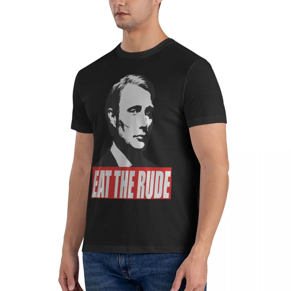 Men's EAT THE RUDE - T Shirts hannibal lecter 100% Cotton Clothing Novelty Short Sleeve Round Collar Tee Shirt 6XL T-Shirts