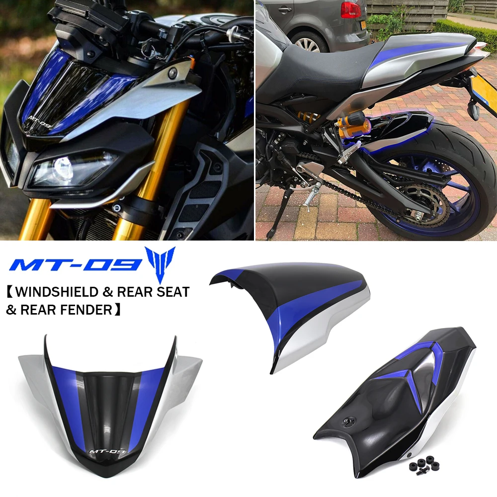 2017-2020 accessori moto deflettore parabrezza blu/carenatura coprisedile posteriore/parafango posteriore Hugger per YAMAHA MT09 FZ09 / SP