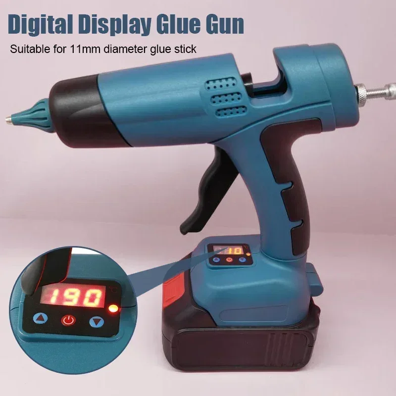 Pistola de Cola Elétrica para Bateria de Lítio Makita Derretimento Quente sem Fio Ferramenta Doméstica Display Digital Alta Qualidade 100w