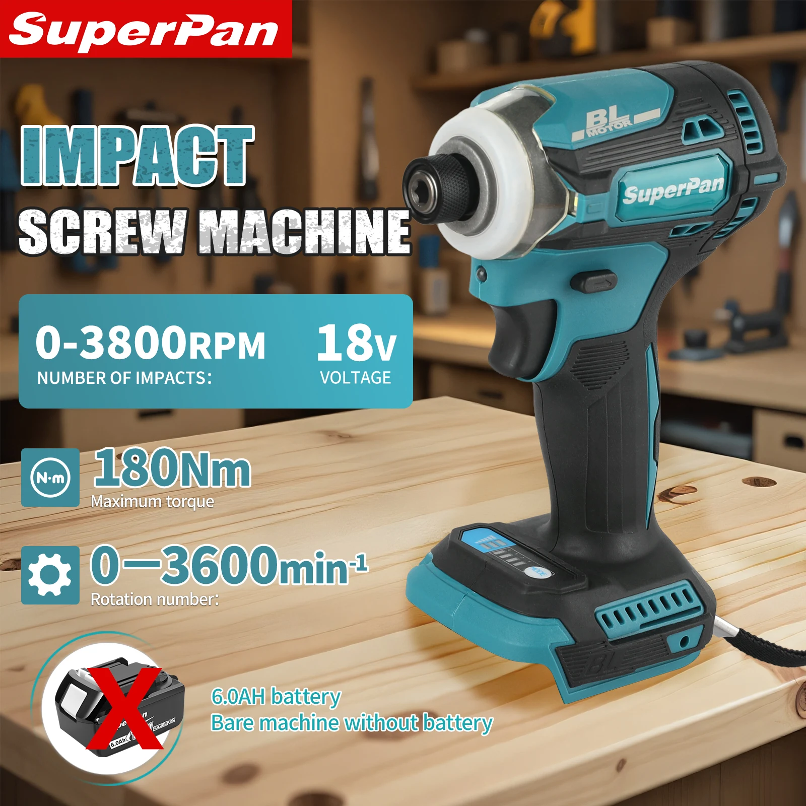 

Адаптер SuperPan SP171 с высоким крутящим моментом, защитой от перегрева, для быстрой зарядки и отвода тепла, для инструментов Makita с аккумулятором 18В