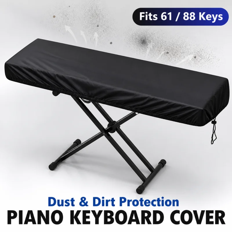Keys Piano Keyboard Dust Cover Waterproof Elastic Fabric with Drawstring 61/88 Buckle for Home Studio Protection Dust Cover