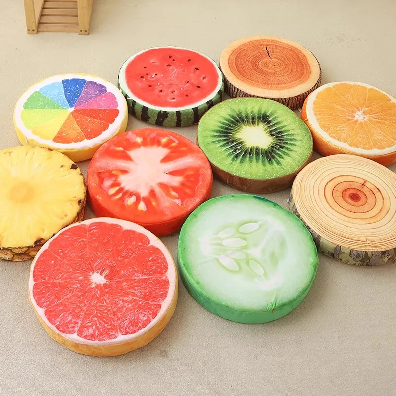 

40cm 3D Stuffed Plush Toy Fruit Orange/Kiwi/watermelon/stump Cotton Doll Model Office Sofa Car Cushion Toy Hold Pillow Doll