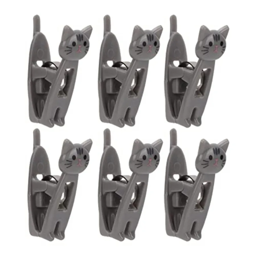 

6Pcs Cat Shaped Bag Clips, Small Cat Chip Clips, Paper Clamp, Clothespin Chip Food Storage Bag Seal Clamp, Mini Multipurpose Cl