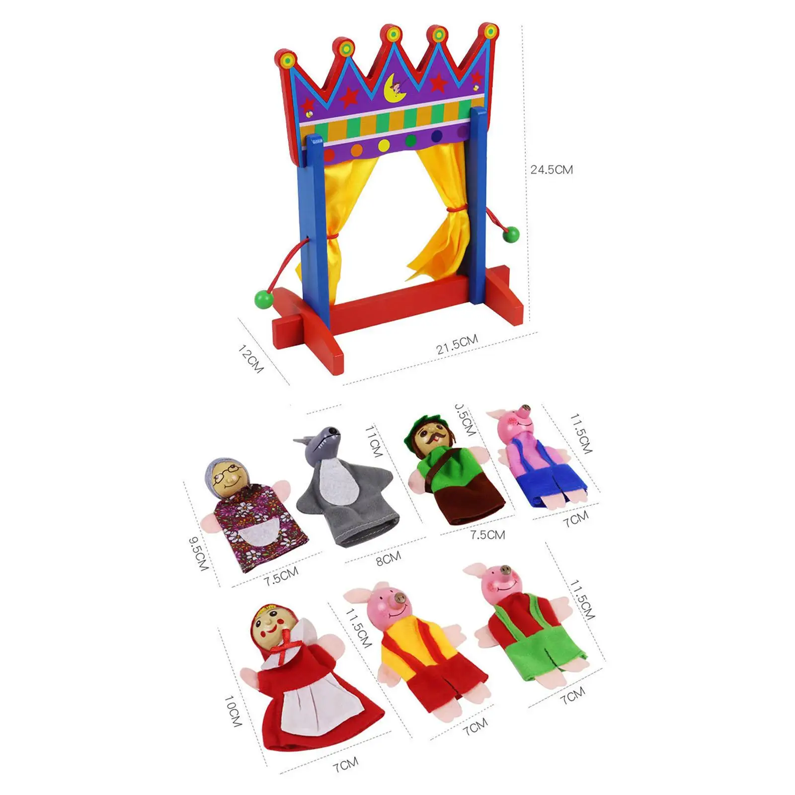 Ensemble de support de mini marionnettes, jouets de divertissement en bois, cadeaux de beurre en peluche, faveur de fête