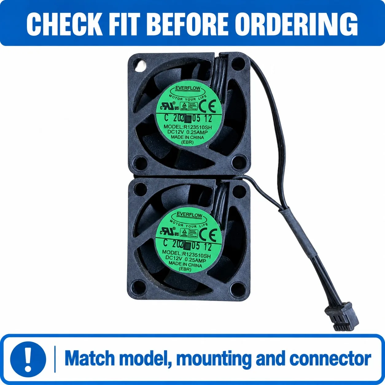 R123510SH Server Cooling Fan 30x30x10mm 3010 12V 0.25A PWM Tachometer Dual Ball Bearing