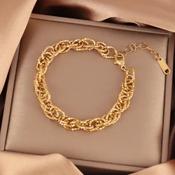 316L Stainless Steel Irregular Bracelet For Women Punk Simple Geometric Chain Bracelets Men Jewelry Gift