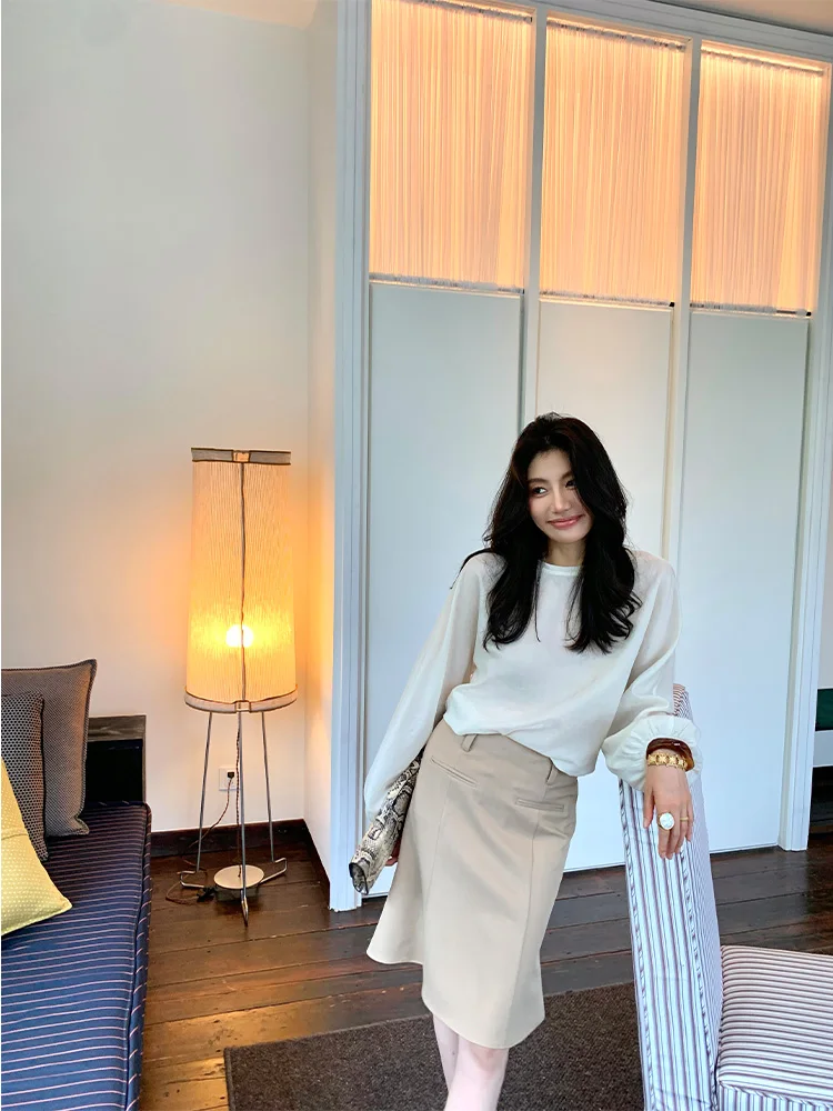 

Dragon Xier White irt Women's Autumn Winter Thin Luxury High-End Feeling Small irt Ele Women's Top Z282