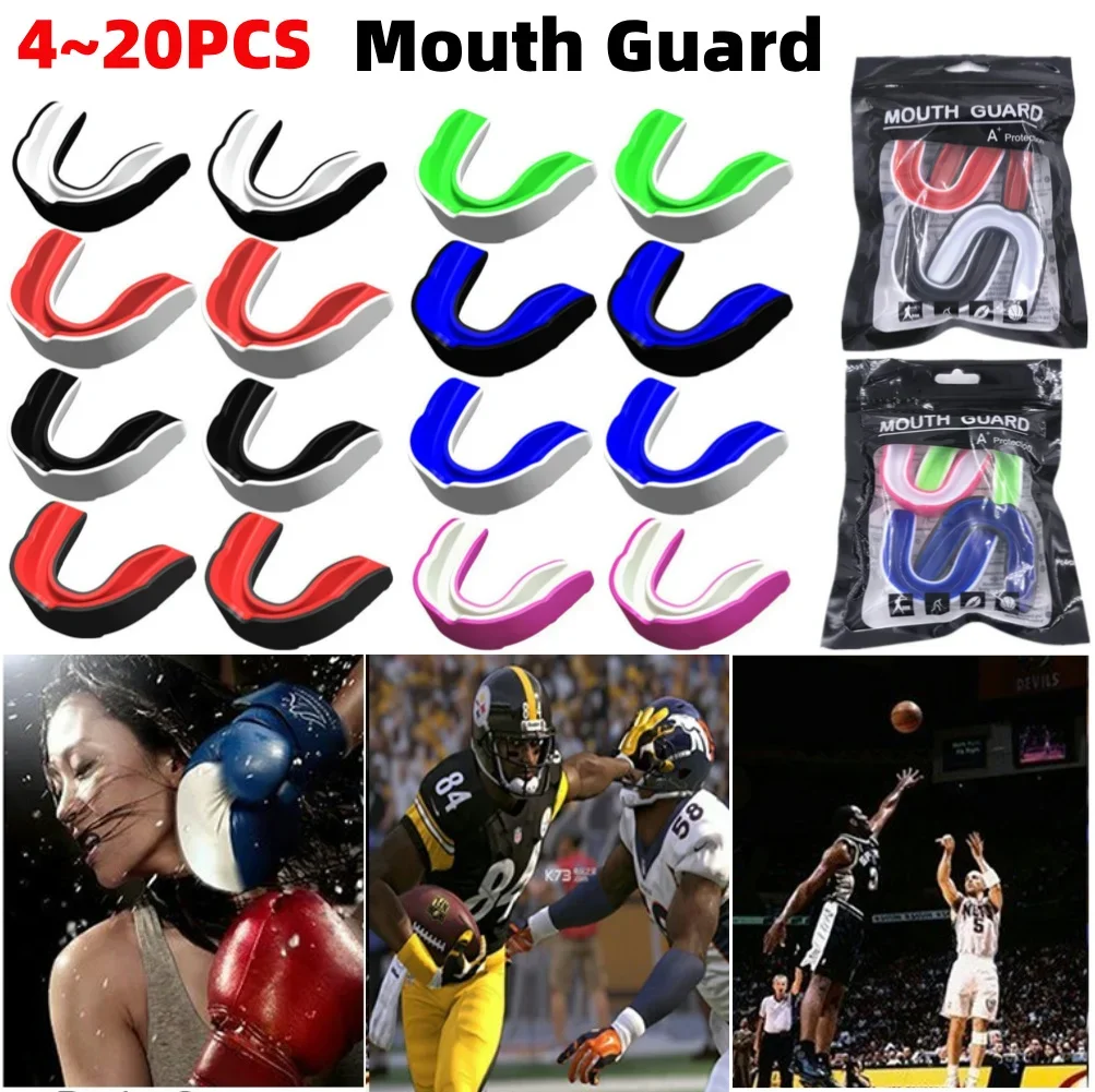 

4~20pcs Fighting Training Mouth Guard Boxing Gum Shield Slim Fit Adult Mouthguard Football Wrestling Boxing Teeth Protection