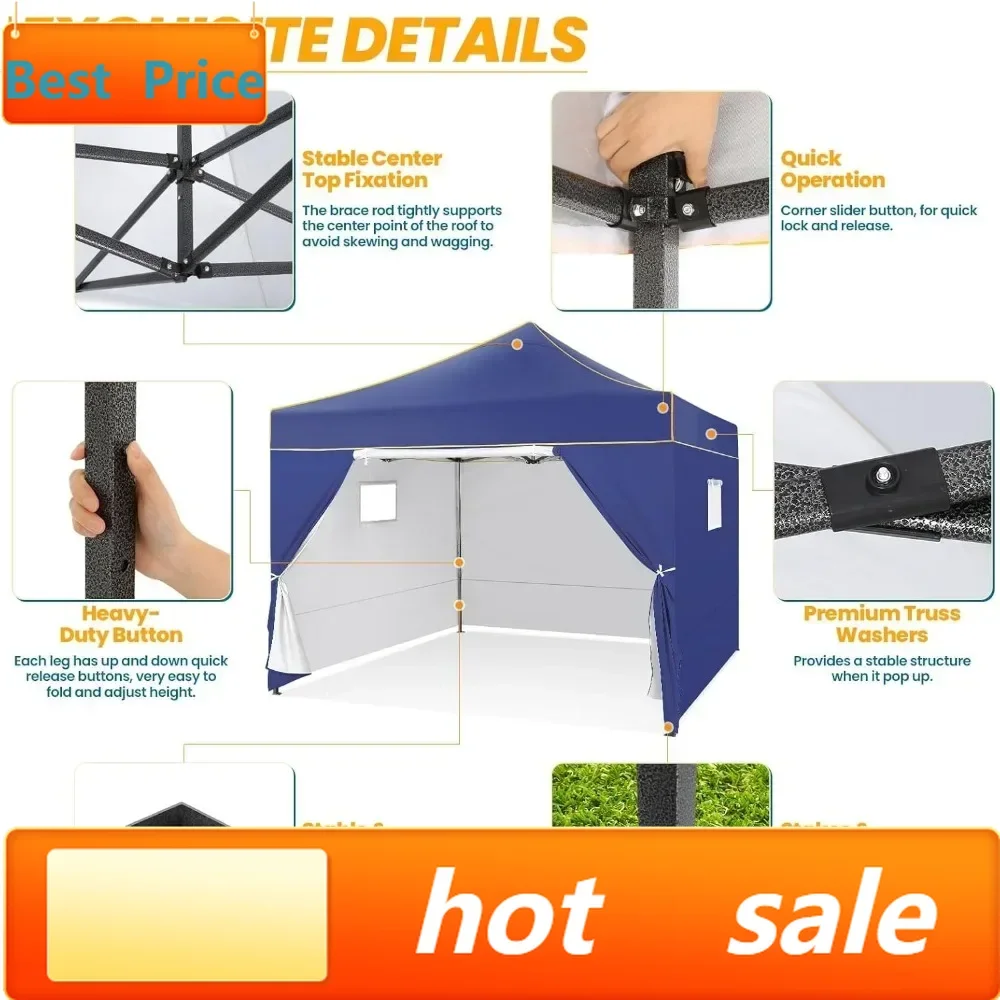 

Бестселлер: Прочный складной шатер-тент 10x10 для мероприятий и коммерческого использования, мгновенно устанавливаемый, с 4 боковыми стенками, портативный уличный тент для продавцов