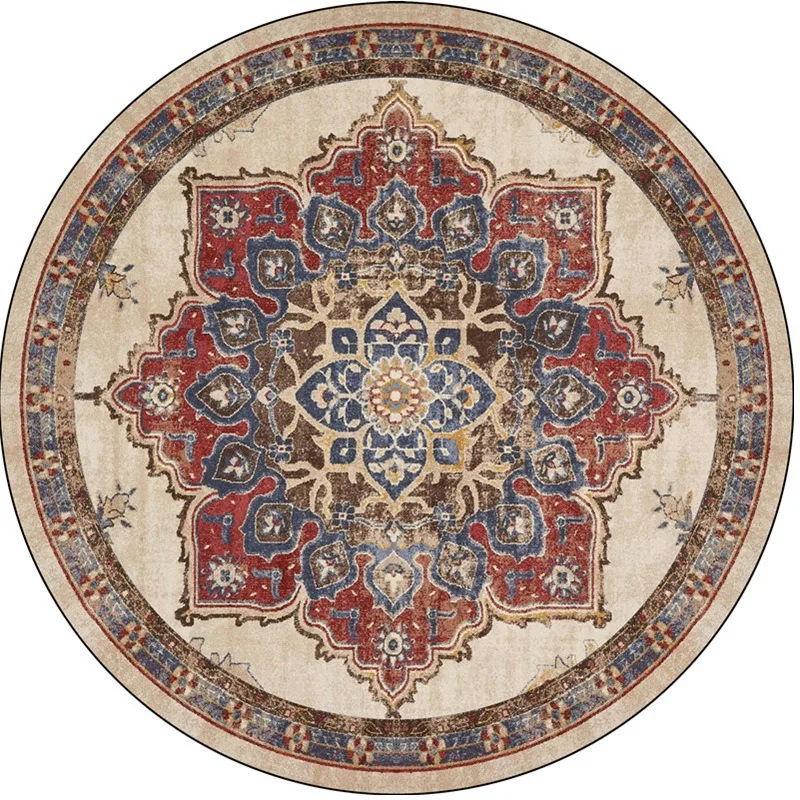 Round Bunny & Floral Mat, Non-slip Soft Area Rug, Cute Rabbit Print, Absorbent Floor Carpet for Kids Bedroom Nursery