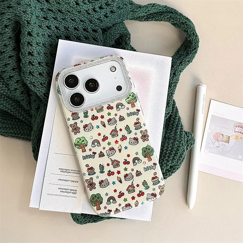 Kawaii HelloKitty جراب هاتف آيفون 17 الهواء 16 برو 16e 15 14 13 12 برو ماكس 11 للصدمات غطاء هاتف سيليكون من البولي يوريثان Fundas #2