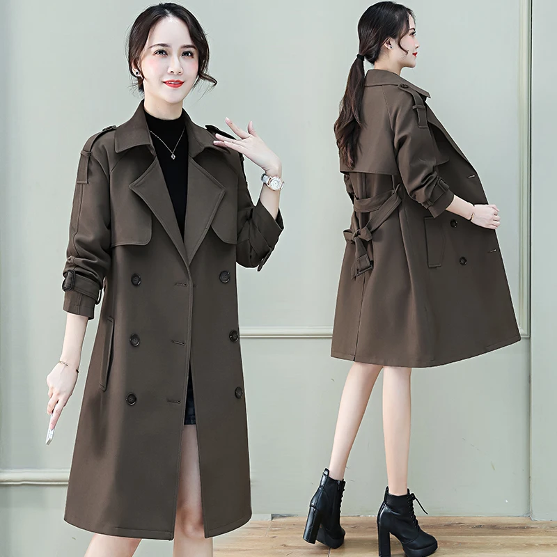 

Faionable Mid-Length Women's Coat Spring Autumn 2025 Sli Commute Sle Button Detail Polyester Fiber Seven-Sve