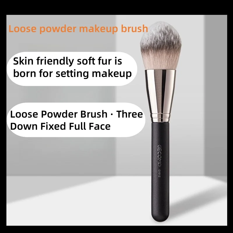 قطعة واحدة من فرش مكياج البودرة الدقيقة باللون الأسود، فرشاة مكياج أحمر الخدود برونزي برأس مستدير، أدوات تجميل للوجه ناعمة #1