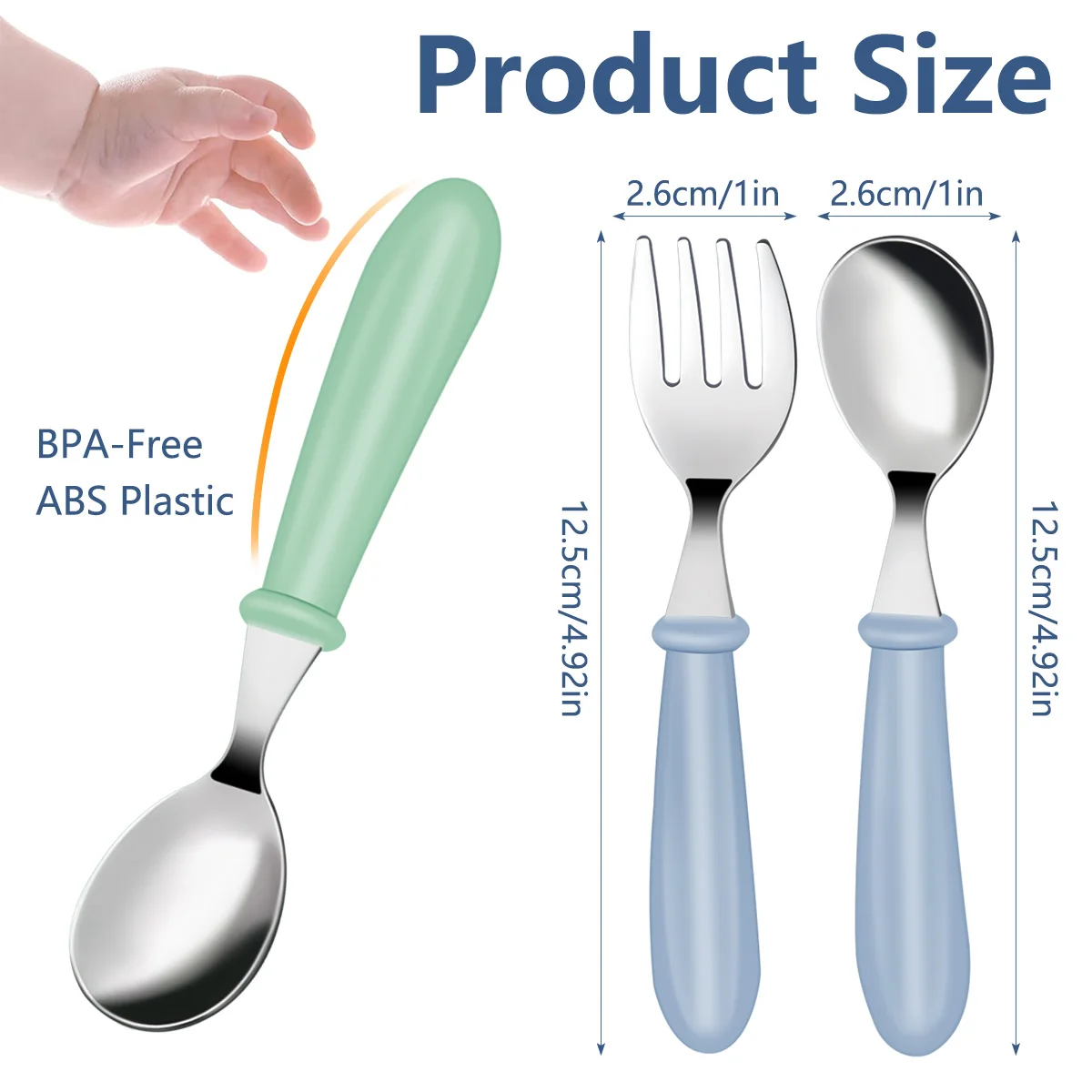 6Pcs Toddler Utensils Kit Stainless Steel Kids Forks and Spoons Dinnerware Set with 3 Forks 3 Spoons Infant Food Feeding Cutlery