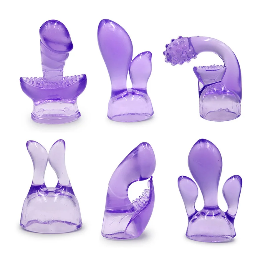 6 TYPE Vibrator Accessories Vagina Massage AV Stick Cap Breast Clitoris Stimulation Magic Wand Attachment Sex Toys For Women