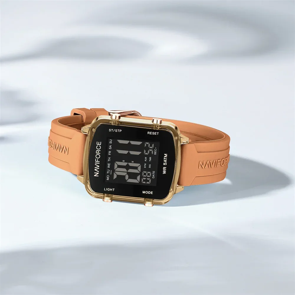 NAVIFORCE 7120, новые женские электронные часы, водонепроницаемые светящиеся наручные часы с календарем, модные цифровые часы для женщин, reloj mujer