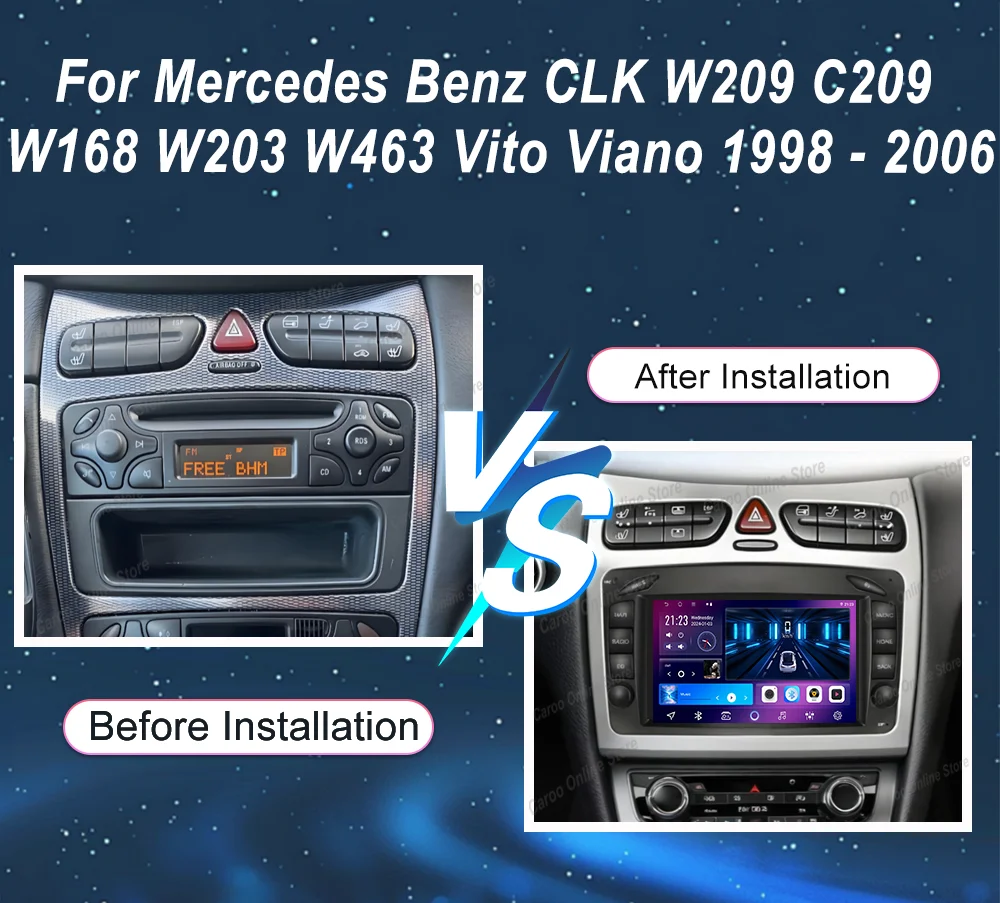 7'' Android For Mercedes Benz CLK W209 C209 W168 W203 W463 Vito Viano 1998 -2006 Auto Multimedia Player Carplay Car Dvd WIFI+4G