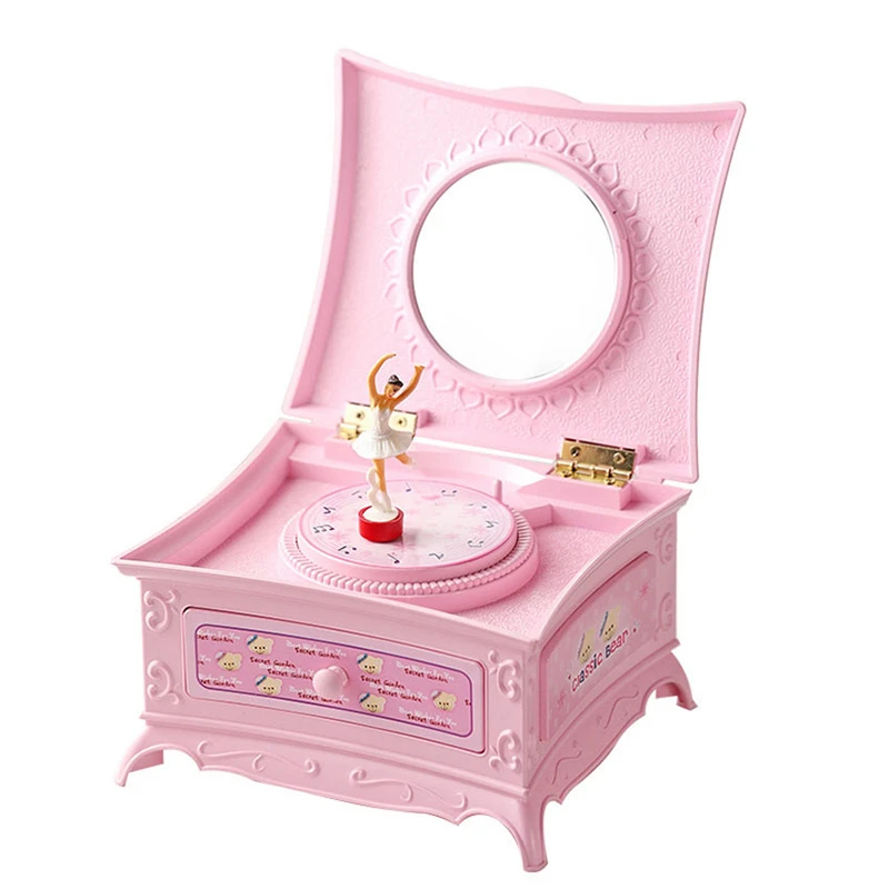 Elegant Classic Rotating Ballerina Music Box with Drawer Hand Crank Music Jewelry Box Perfect Christmas Gift for Girls
