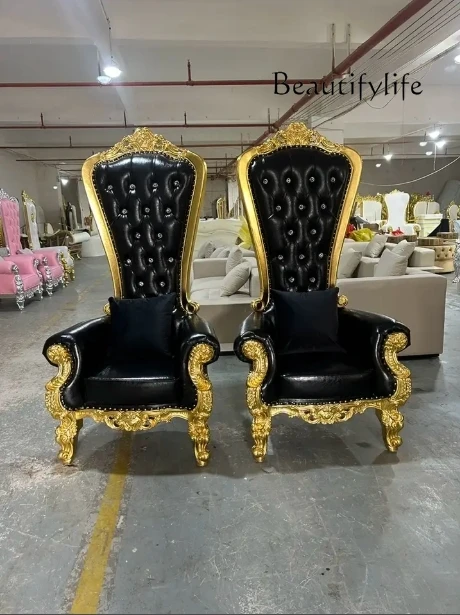 المبيعات الساخنة رخيصة الثمن الذهب الفاخرة الحدث الملكي العرش الملك نمط كرسي الزفاف مقاعد العروس والعريس #4