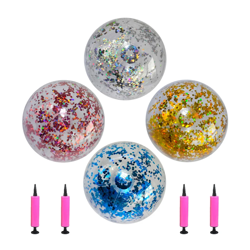 

4 Pcs Beach Ball Sequined Inflatable for Balls Sequins Pool Toys Kids Party Confetti