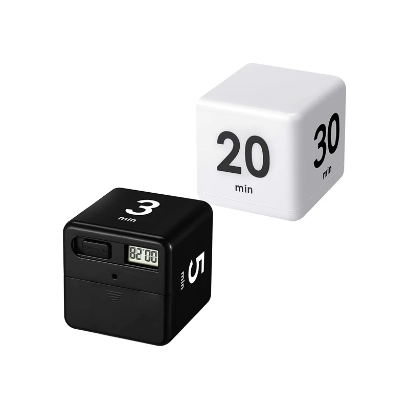 

2PCS Cube Timers Gravity Sensor Flip Timer Kitchen Timer For Time Management And Countdown 1-3-5-10,15-20-30-60Minutes