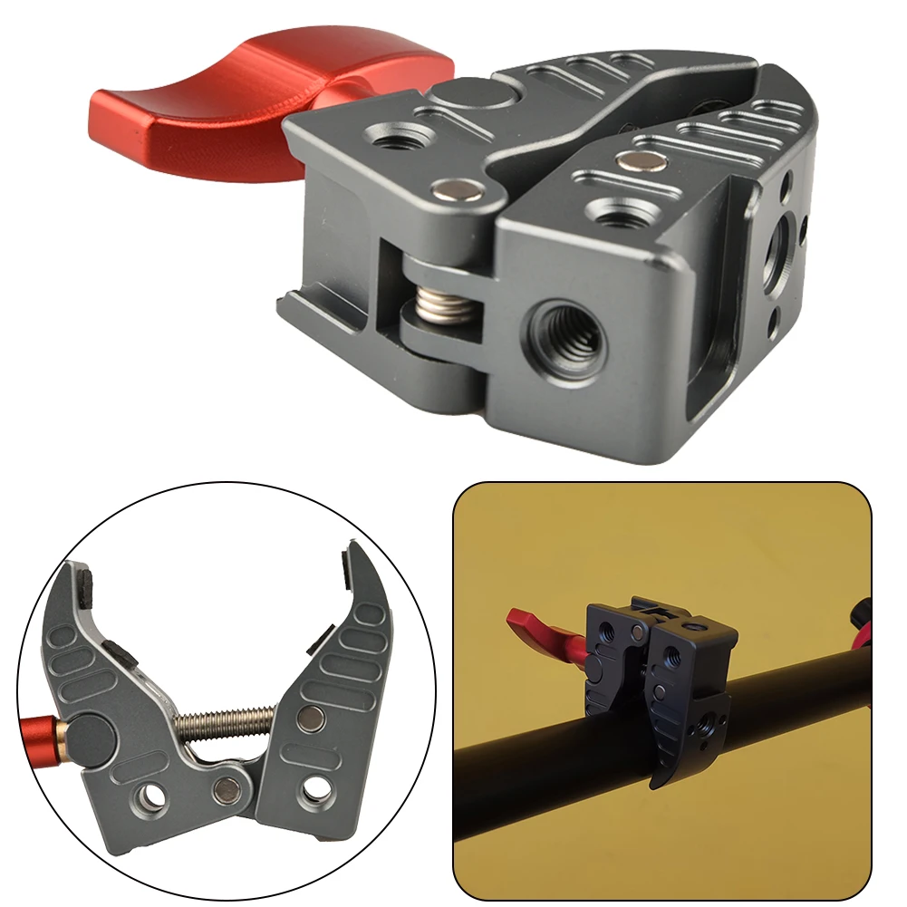 

Многофункциональный зажим-краб с несколькими резьбами 1/4in-20 и отверстием типа ARRI для фото- и видеокамер, мониторов, светодиодных фонарей и т.д.