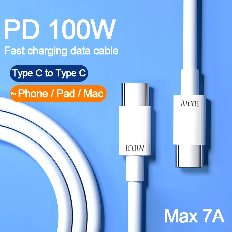 PD 100W Type-C 6A cavo dati di ricarica rapida da USB C a Type-C per Xiaomi Huawei Samsung Macbook Pro IPad Pro cavo di ricarica per telefono cellulare